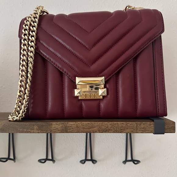 Michael Kors Burgundy Quilted Crossbody Bag - Picture 1 of 4